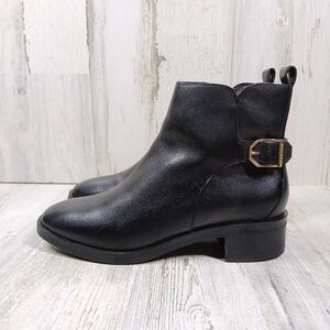 Cole Haan Black Leather Side Buckle Ankle Boots Grand OS Comfort Sole #1477